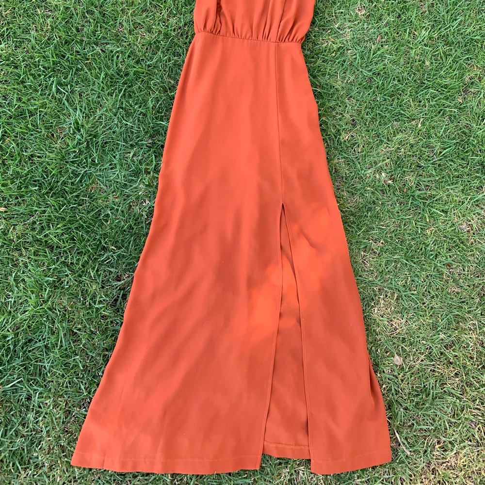 Burnt Orange Sleeveless Long Dress